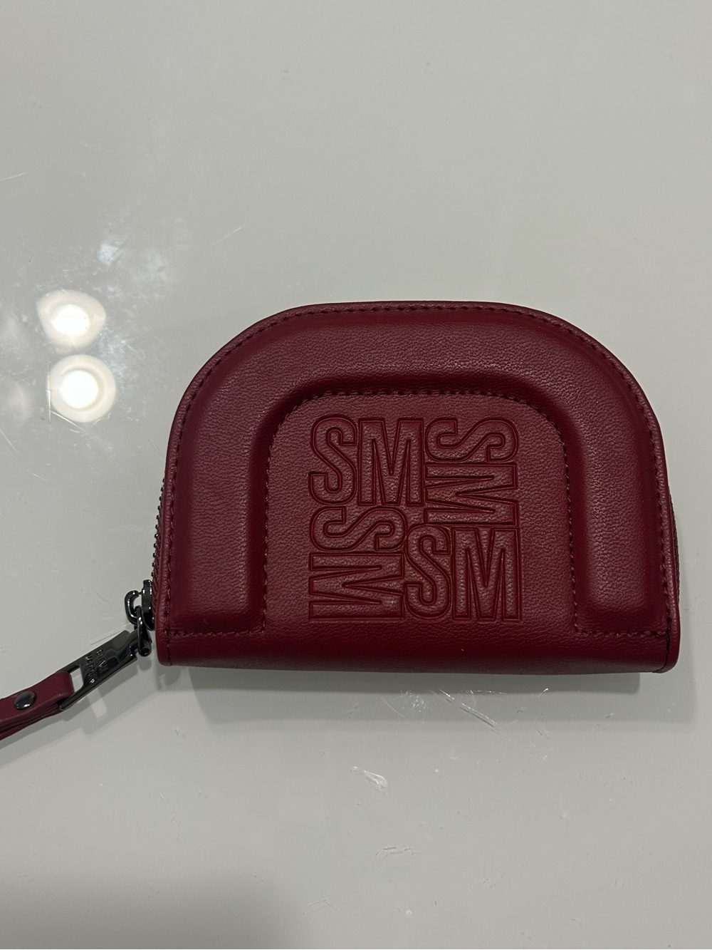 Steve Madden SM Embossed Half-Moon Crossbody Bag in Burgundy - Picture 9 of 9